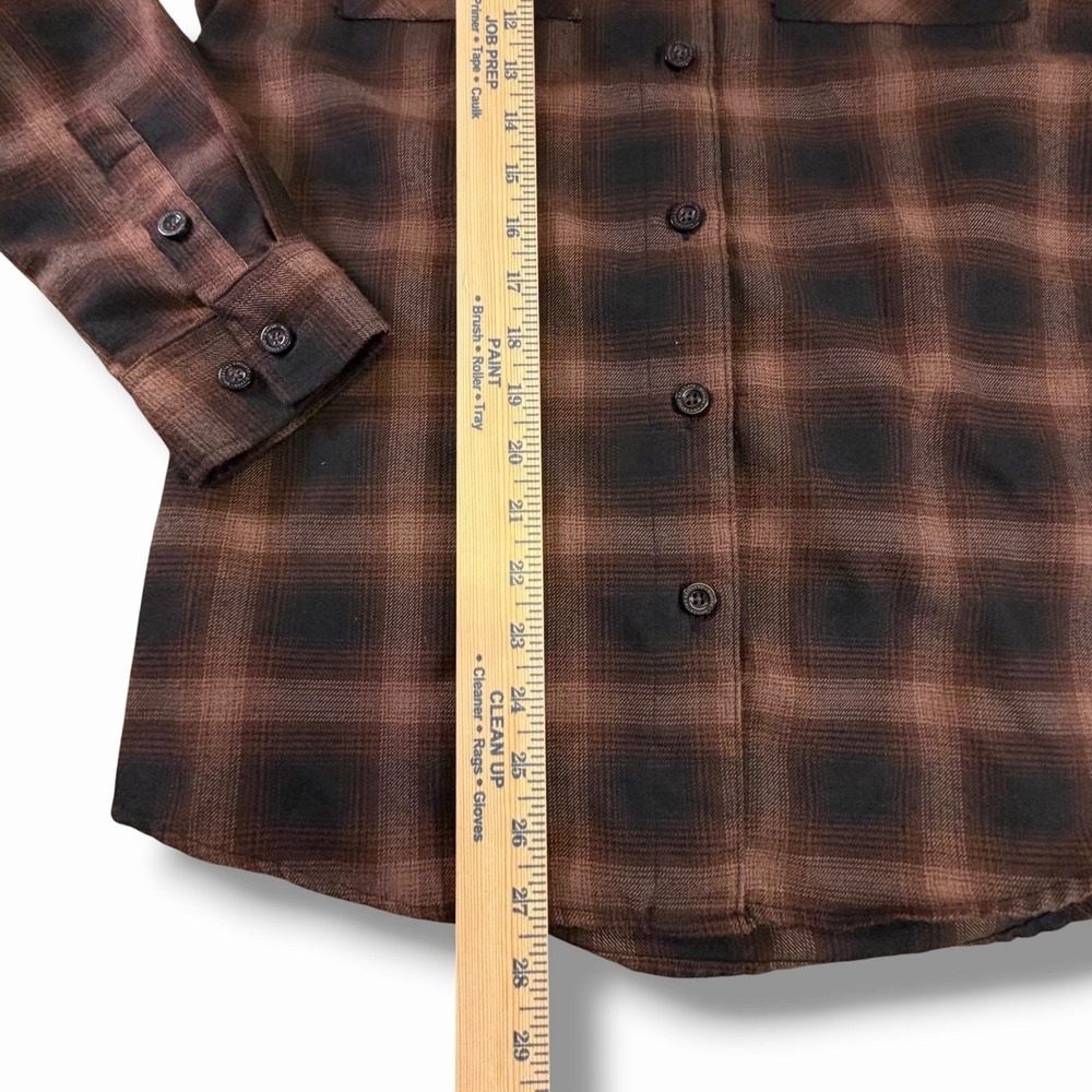 Dixxon Flannel Shirt The Bourbon Mens L Brown Plaid Long Sleeve Button Down - Picture 8 of 11